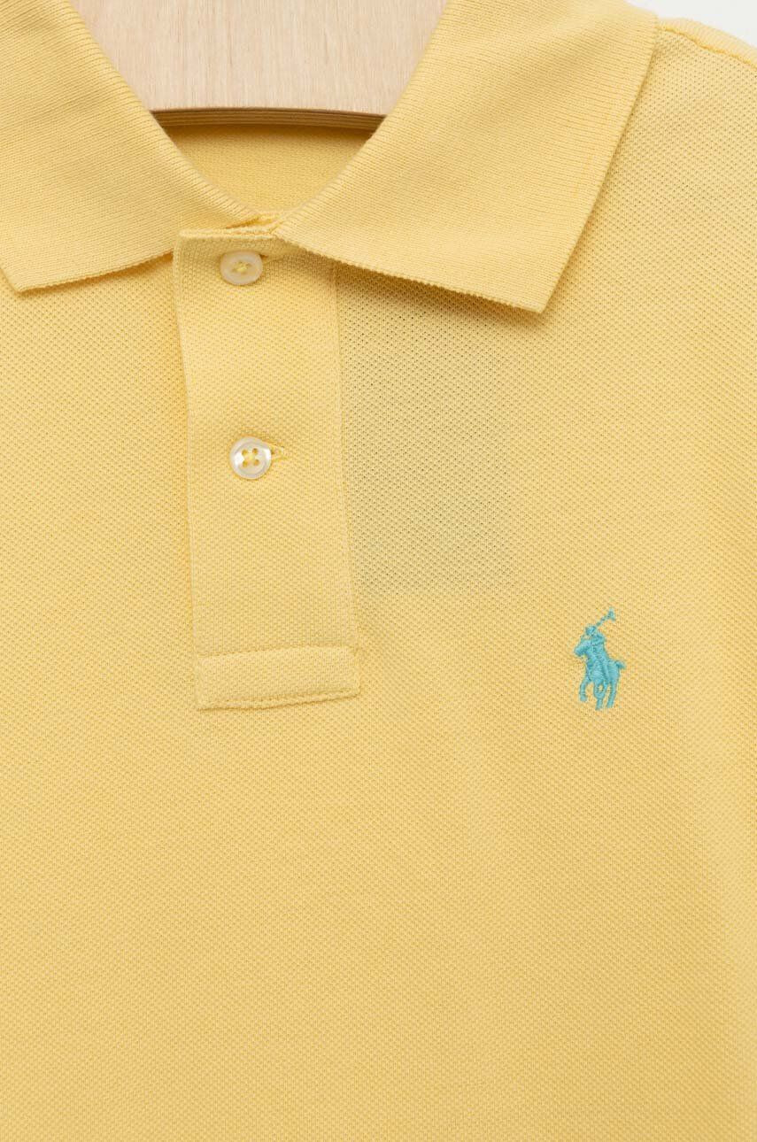 Polo Ralph Lauren Детска памучна тениска с яка в жълто с изчистен дизайн - Pepit.bg