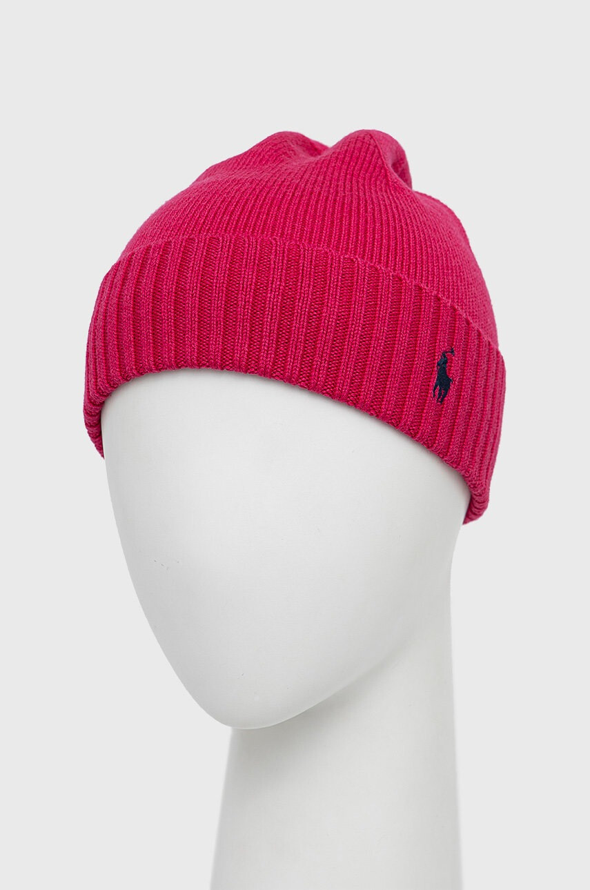 Polo Ralph Lauren Детска шапка в розово с фина плетка от вълна - Pepit.bg