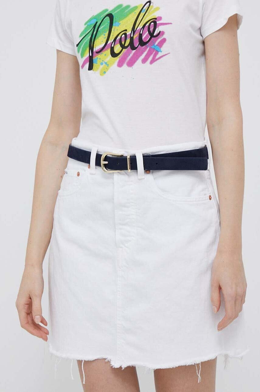 Polo Ralph Lauren Дънкова пола в бяло къс модел със стандартна кройка - Pepit.bg