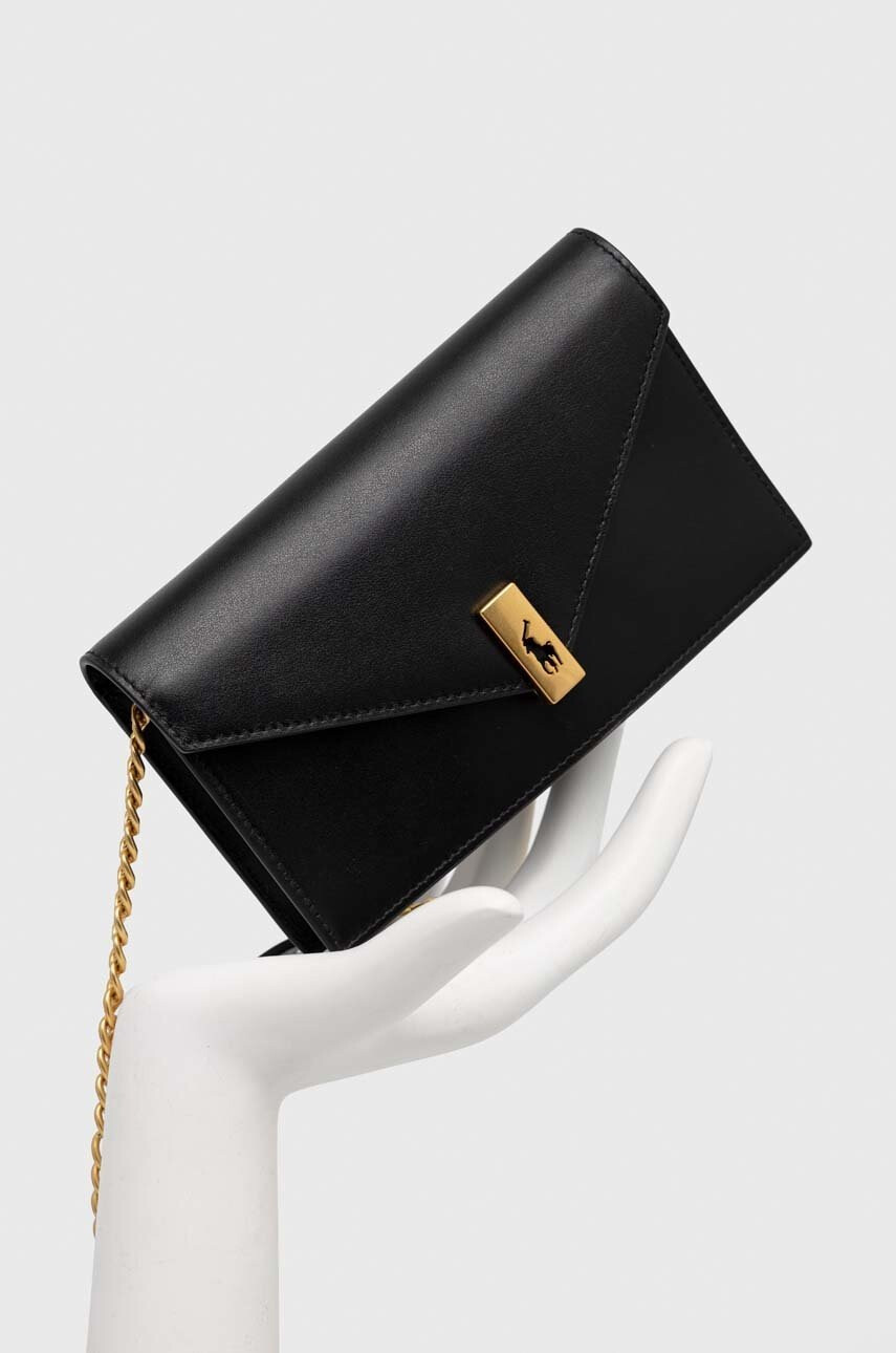 Polo Ralph Lauren Кожена чанта в черно - Pepit.bg