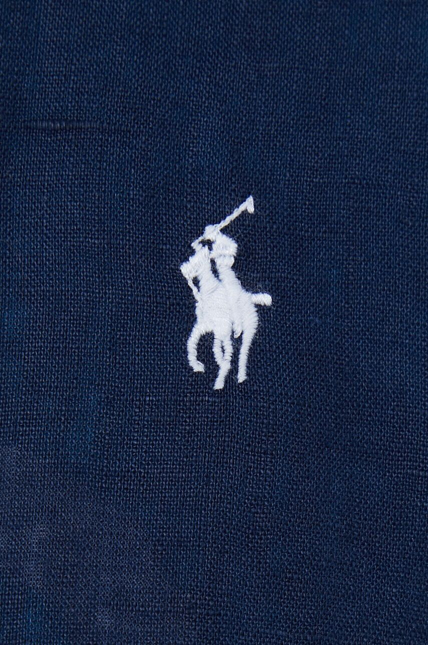 Polo Ralph Lauren Ленена риза в тъмносиньо със стандартна кройка с класическа яка - Pepit.bg