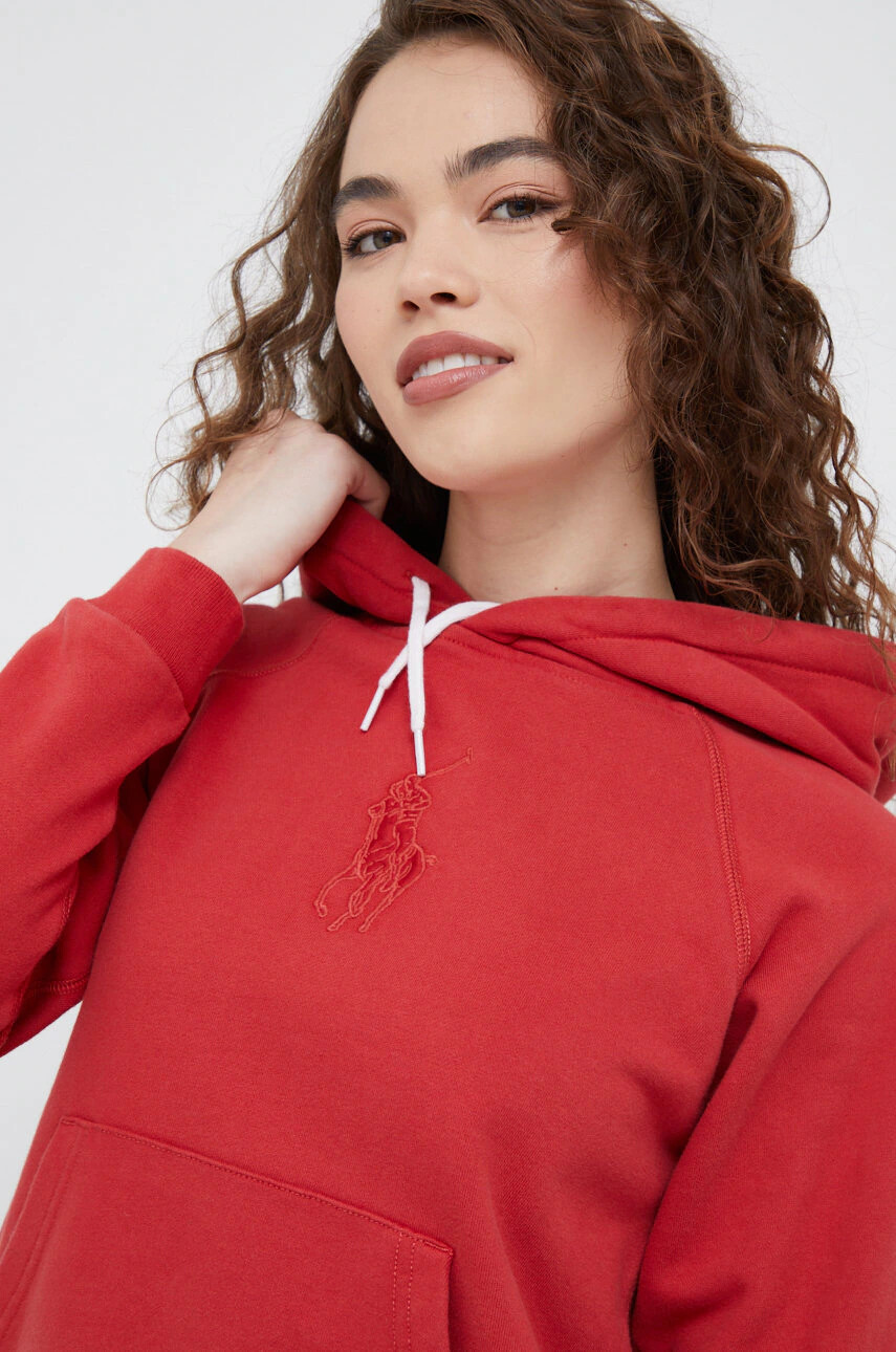 Polo Ralph Lauren Памучен суичър в червено с апликация - Pepit.bg