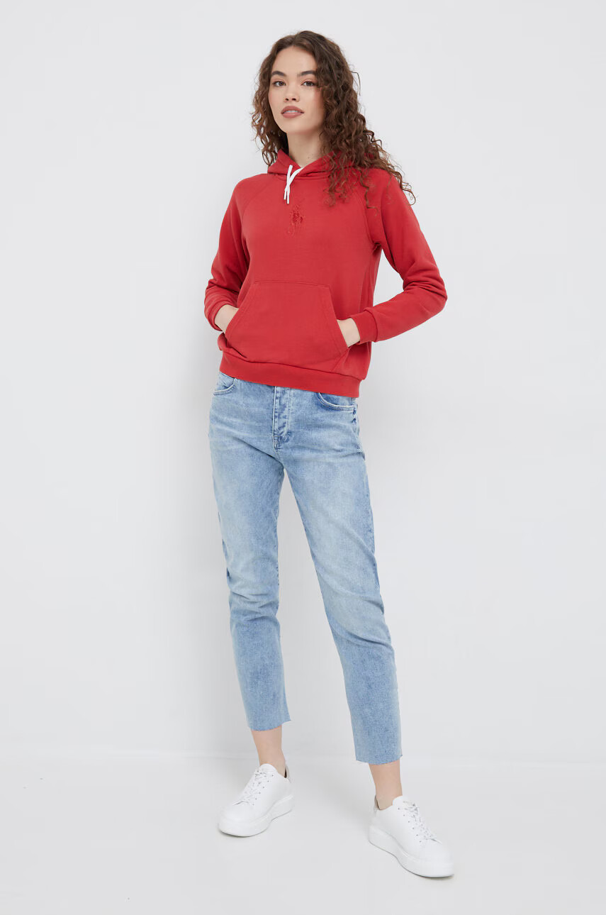 Polo Ralph Lauren Памучен суичър в червено с апликация - Pepit.bg