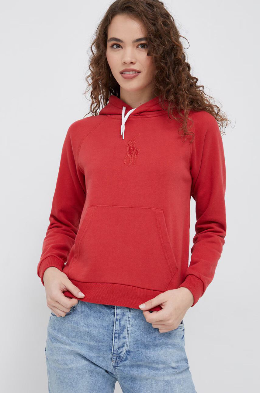 Polo Ralph Lauren Памучен суичър в червено с апликация - Pepit.bg