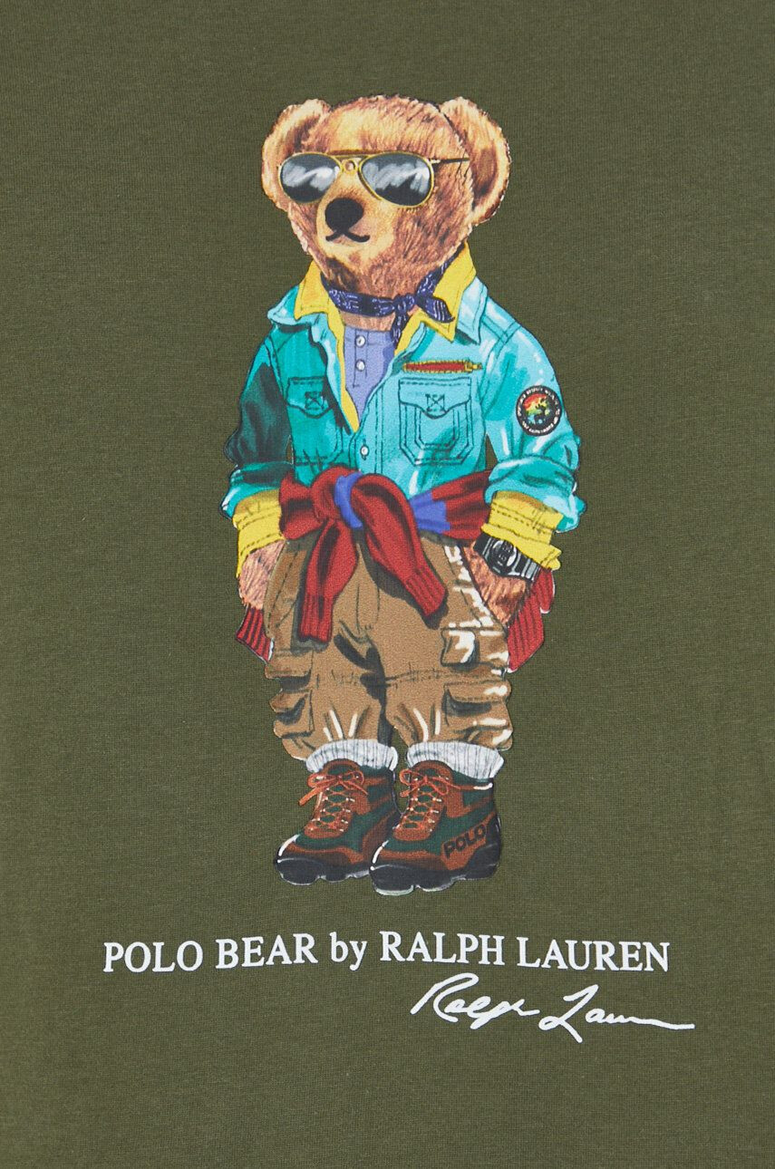 Polo Ralph Lauren Памучна блуза с дълги ръкави в зелено с принт - Pepit.bg