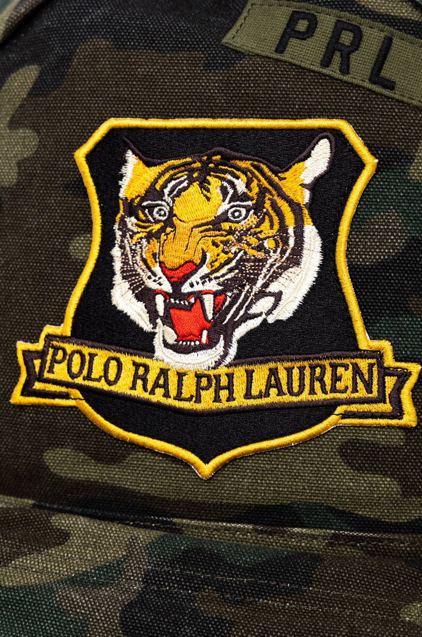 Polo Ralph Lauren Памучна раница в зелено голям размер с апликация - Pepit.bg