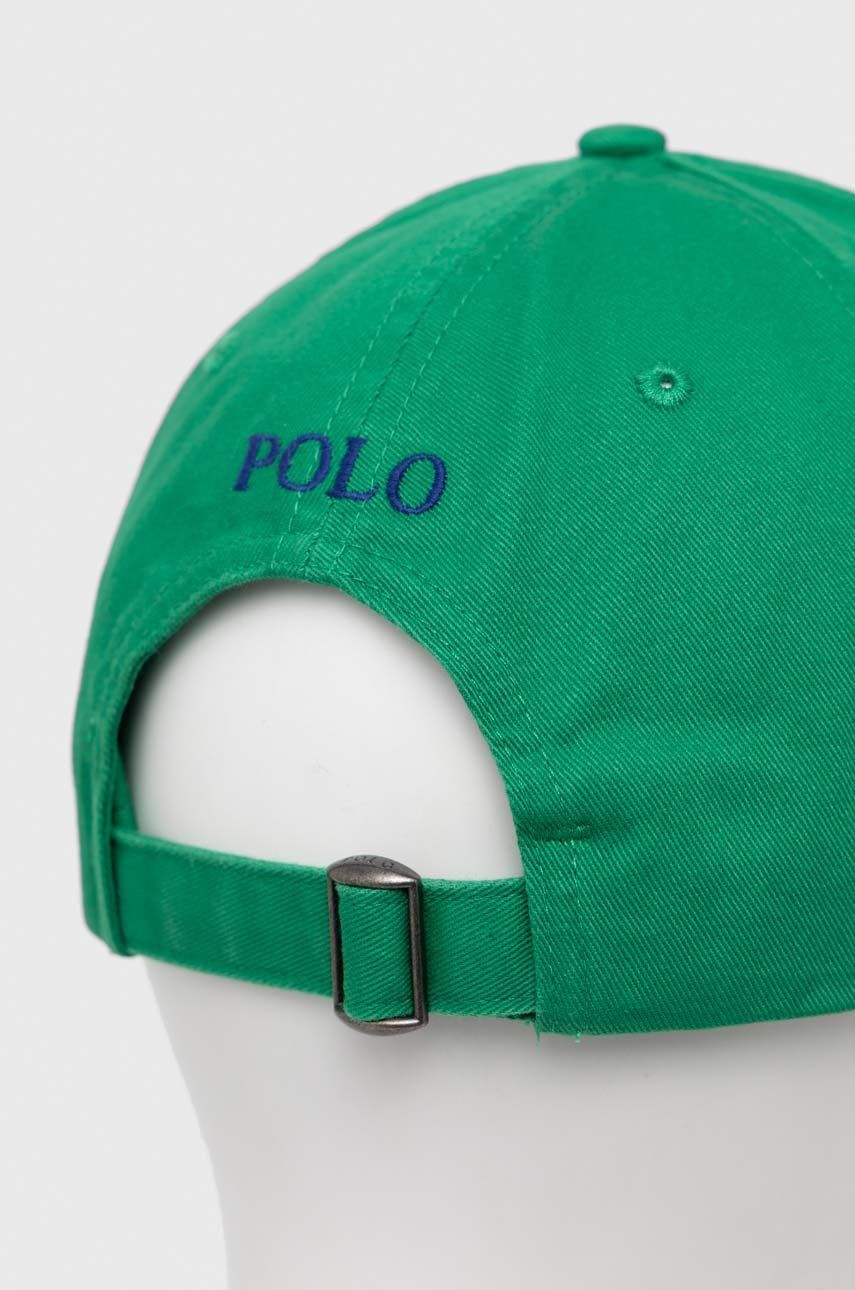 Polo Ralph Lauren Памучна шапка с козирка в зелено с апликация - Pepit.bg