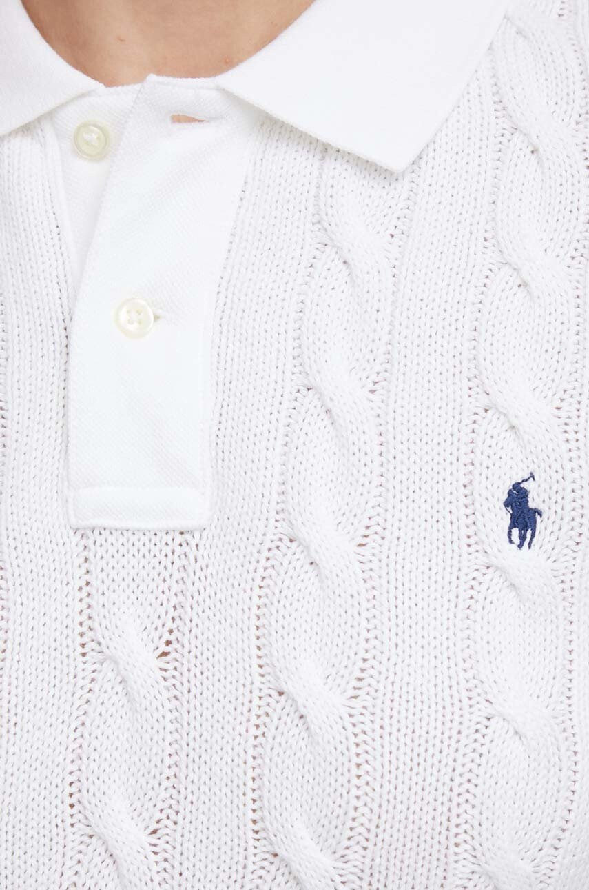 Polo Ralph Lauren Памучна тениска с яка в бяло - Pepit.bg