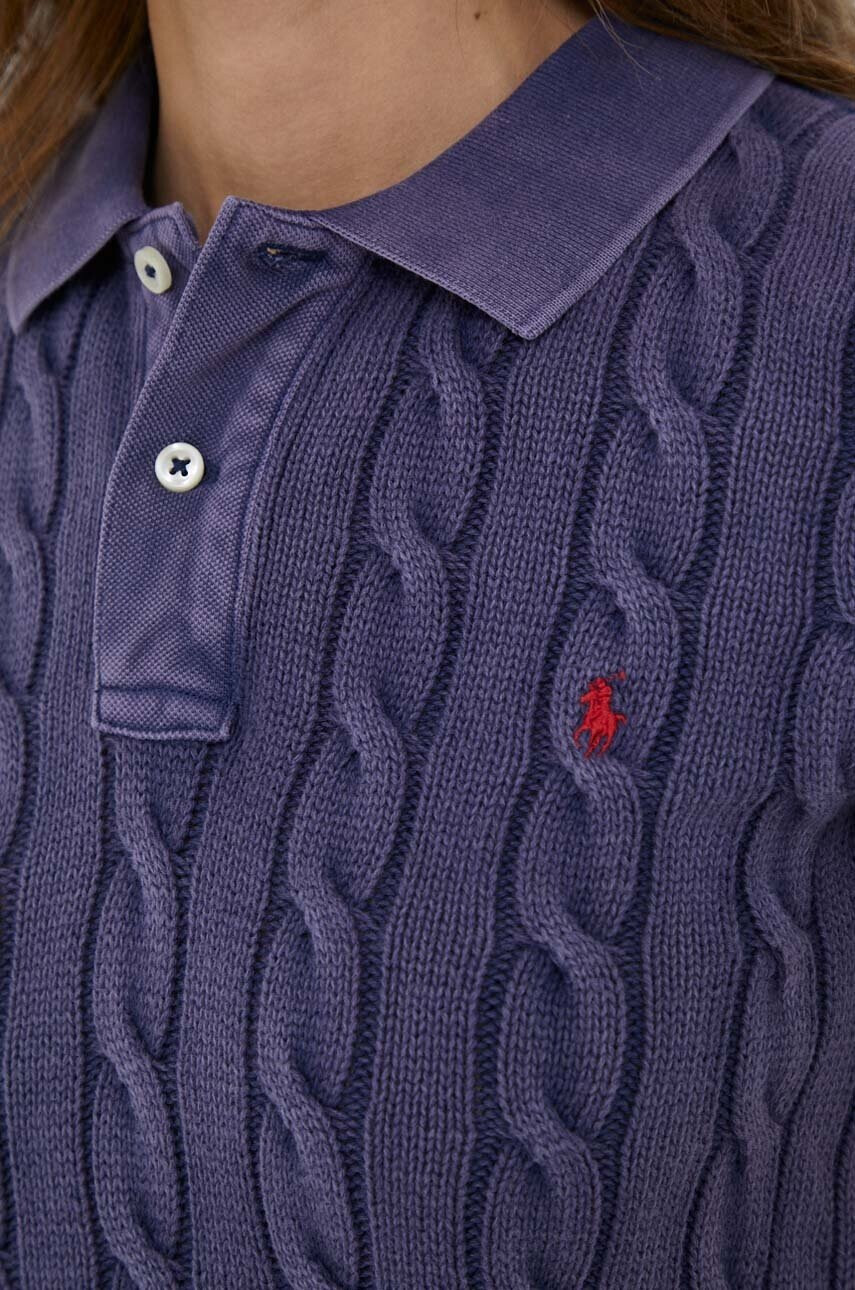 Polo Ralph Lauren Памучна тениска с яка в тъмносиньо - Pepit.bg