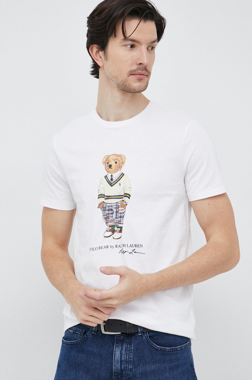 Polo Ralph Lauren Памучна тениска в бяло с принт - Pepit.bg