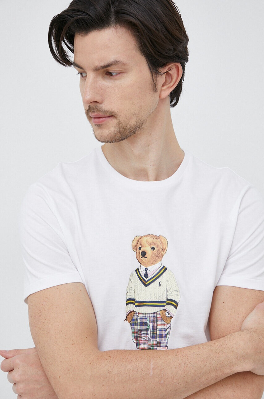 Polo Ralph Lauren Памучна тениска в бяло с принт - Pepit.bg