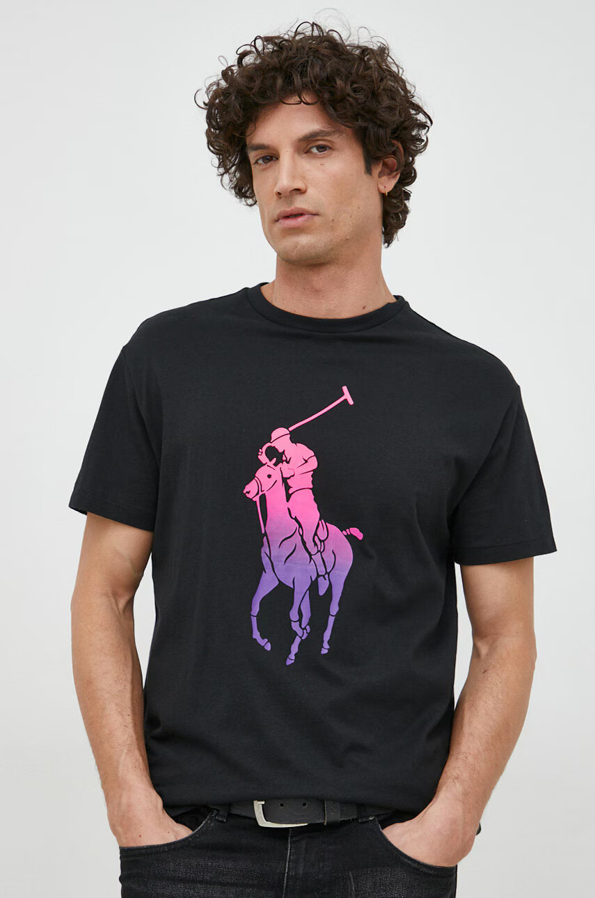 Polo Ralph Lauren Памучна тениска в черно с принт - Pepit.bg