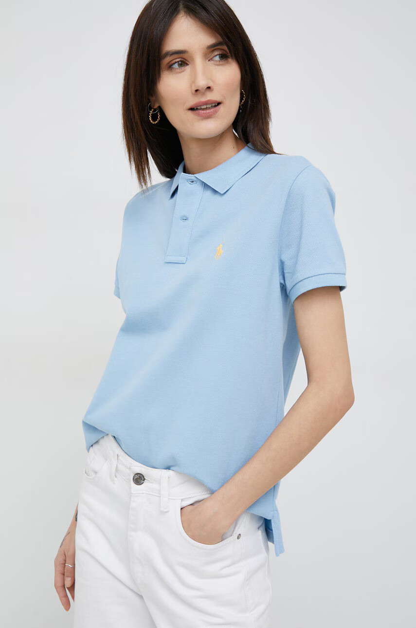 Polo Ralph Lauren Памучна тениска с яка в синьо - Pepit.bg