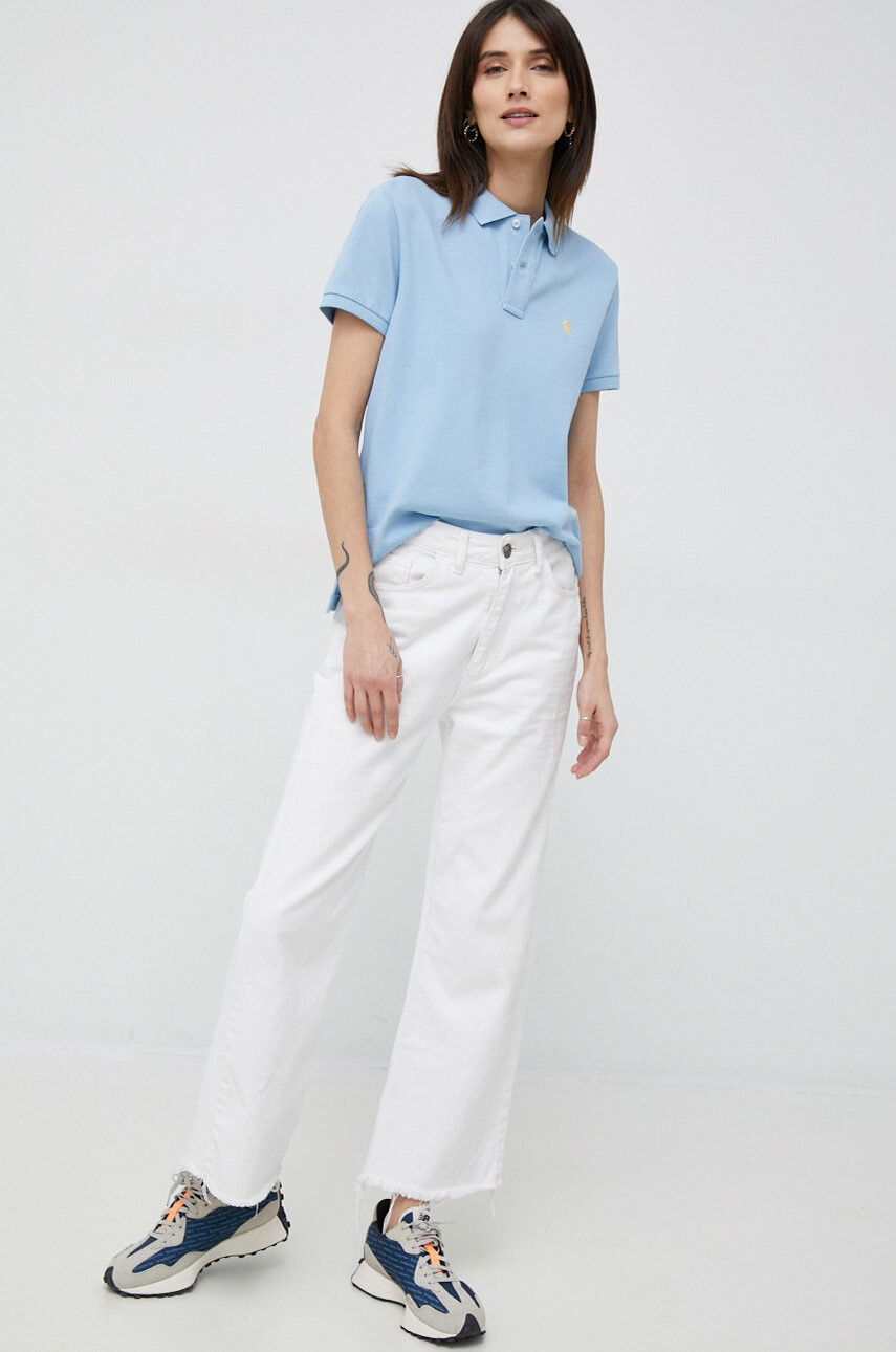 Polo Ralph Lauren Памучна тениска с яка в синьо - Pepit.bg