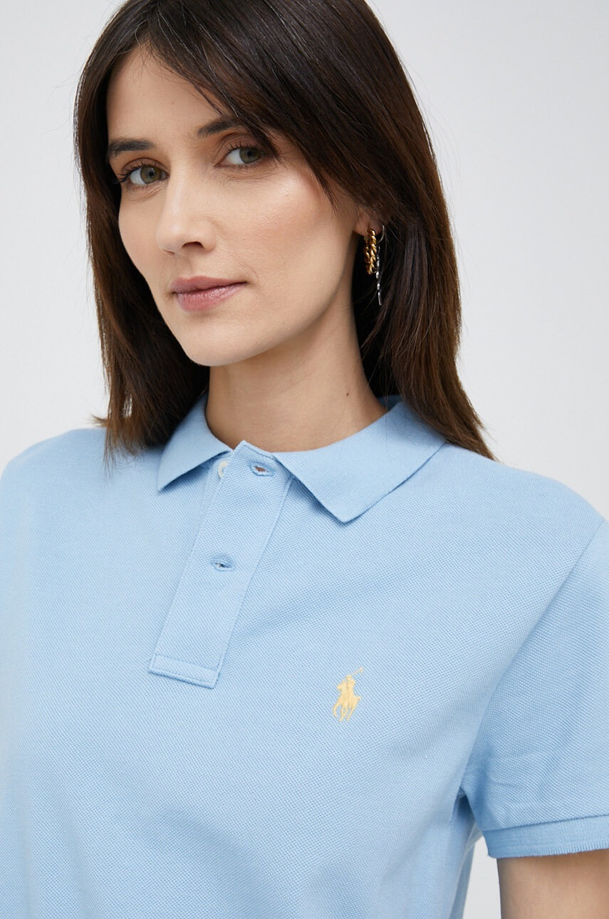 Polo Ralph Lauren Памучна тениска с яка в синьо - Pepit.bg