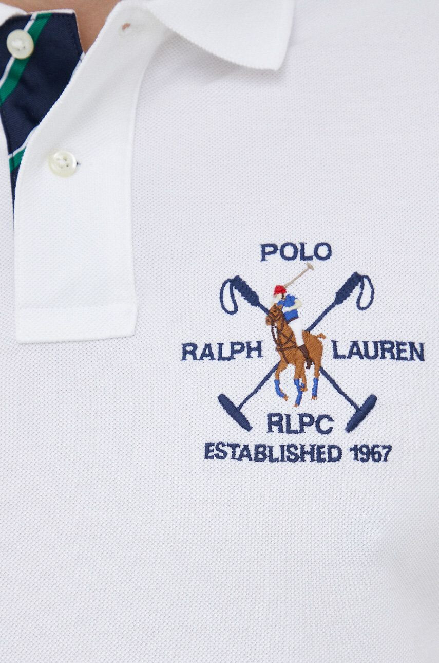 Polo Ralph Lauren Памучна тениска с яка в синьо с изчистен дизайн - Pepit.bg