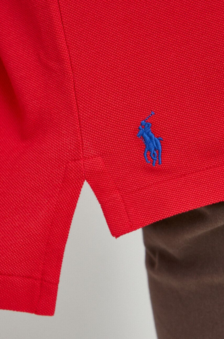 Polo Ralph Lauren Памучна тениска с яка в червено с апликация - Pepit.bg