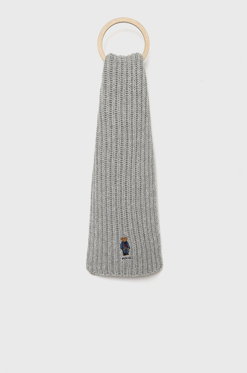 Polo Ralph Lauren Шал с вълна в сиво с апликация - Pepit.bg