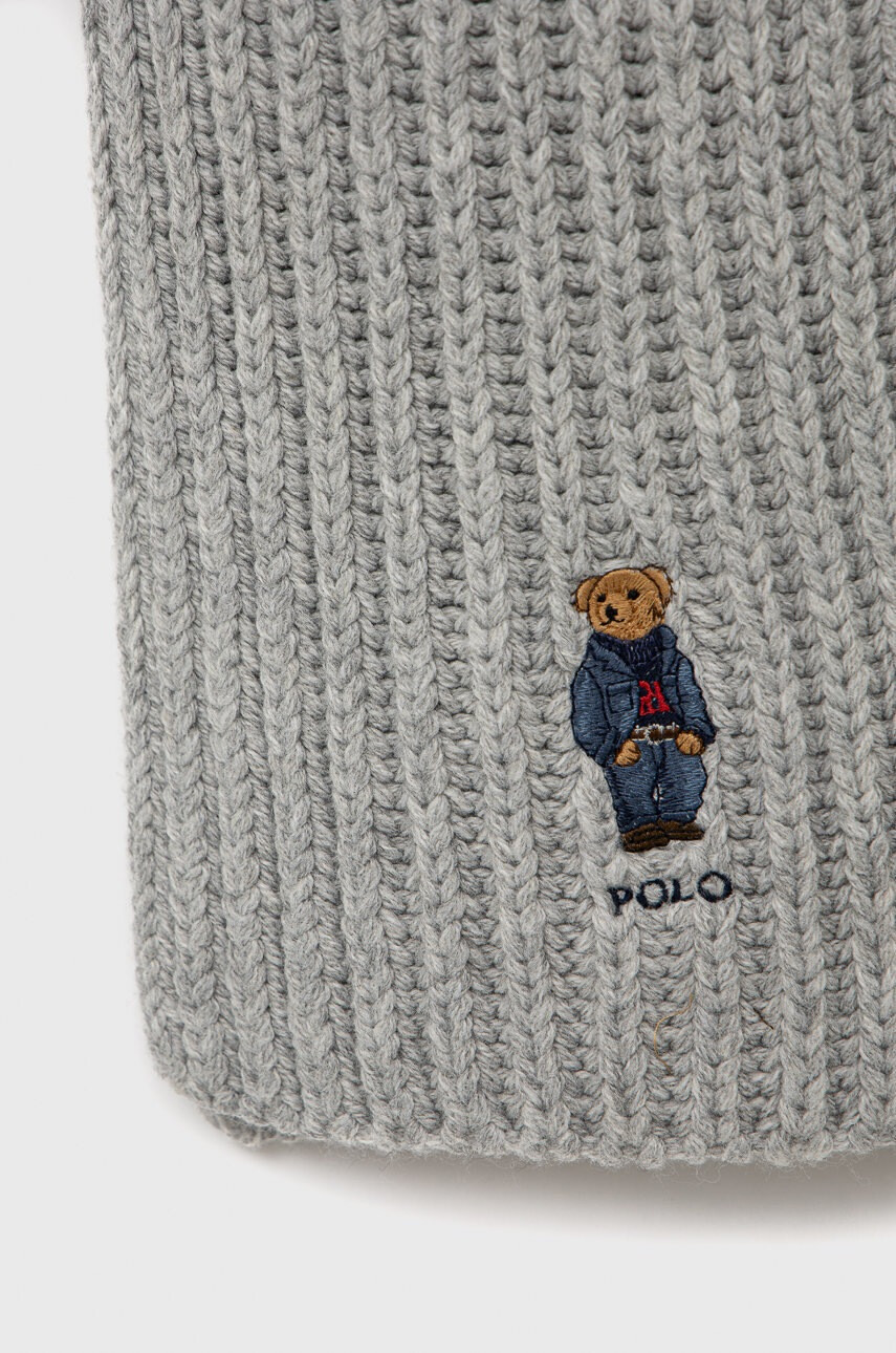 Polo Ralph Lauren Шал с вълна в сиво с апликация - Pepit.bg