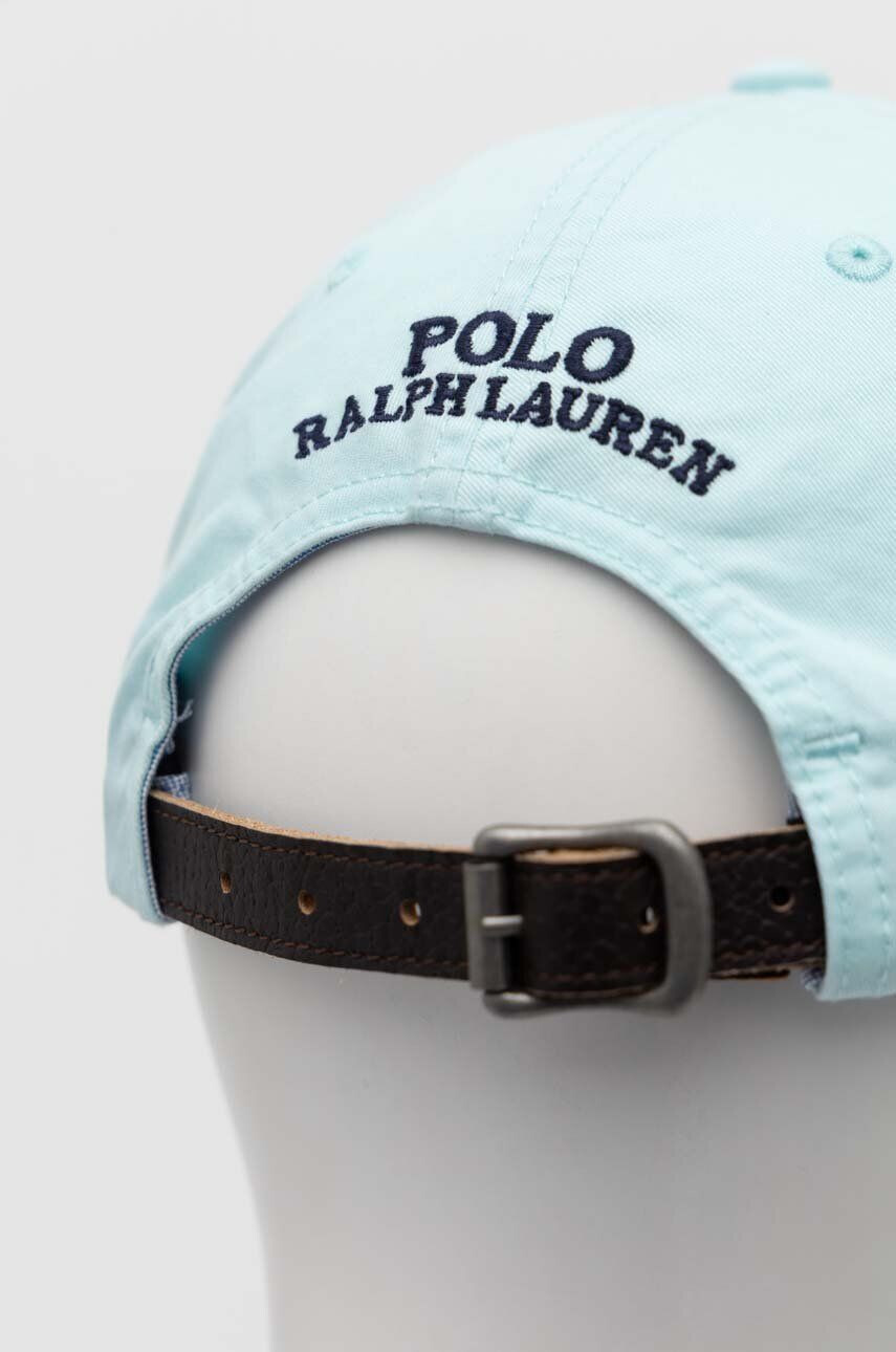 Polo Ralph Lauren Шапка с козирка в тюркоазено с принт - Pepit.bg