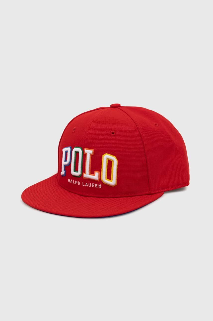 Polo Ralph Lauren Шапка с козирка в червено с апликация - Pepit.bg