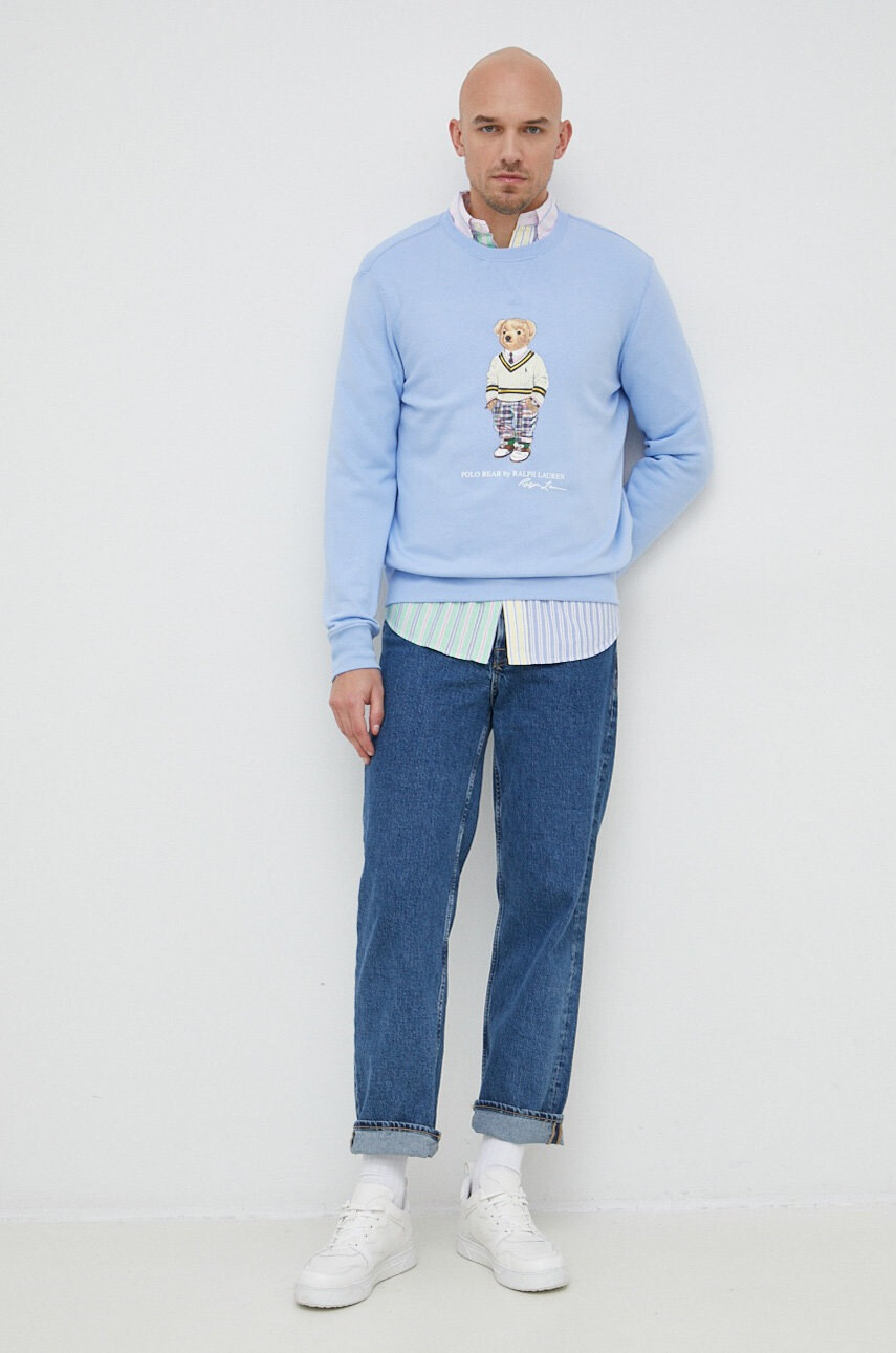 Polo Ralph Lauren Суичър в синьо с принт - Pepit.bg