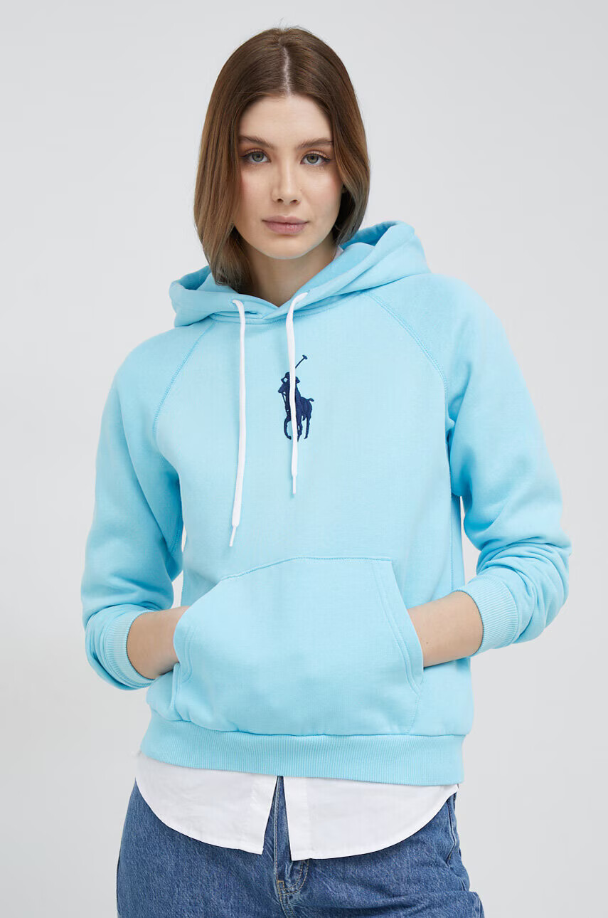 Polo Ralph Lauren Суичър в синьо с качулка с апликация - Pepit.bg