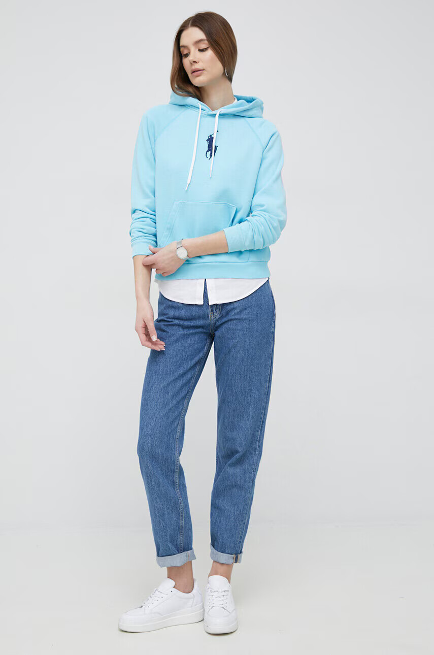 Polo Ralph Lauren Суичър в синьо с качулка с апликация - Pepit.bg