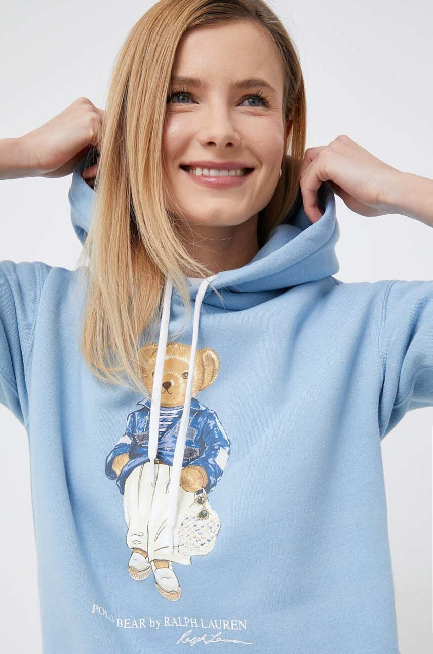 Polo Ralph Lauren Суичър в синьо с качулка с принт - Pepit.bg
