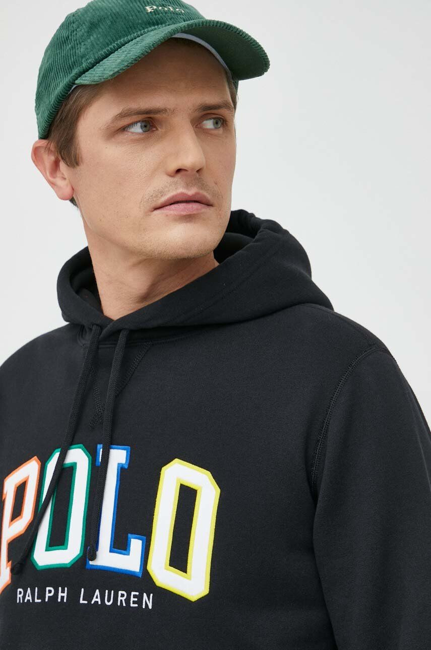 Polo Ralph Lauren Суичър в черно с качулка с апликация - Pepit.bg