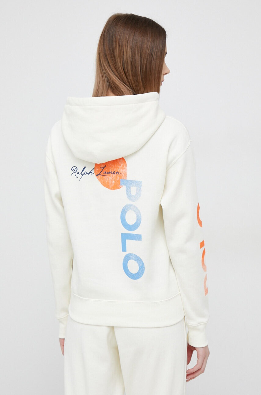 Polo Ralph Lauren Суичър в бежово с качулка с десен - Pepit.bg