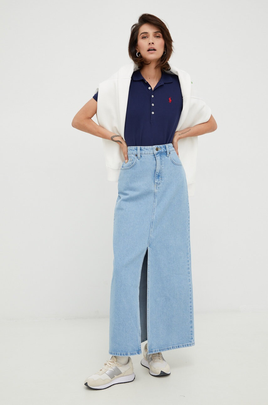 Polo Ralph Lauren Тениска с яка в тъмносиньо с яка тип peter pan - Pepit.bg