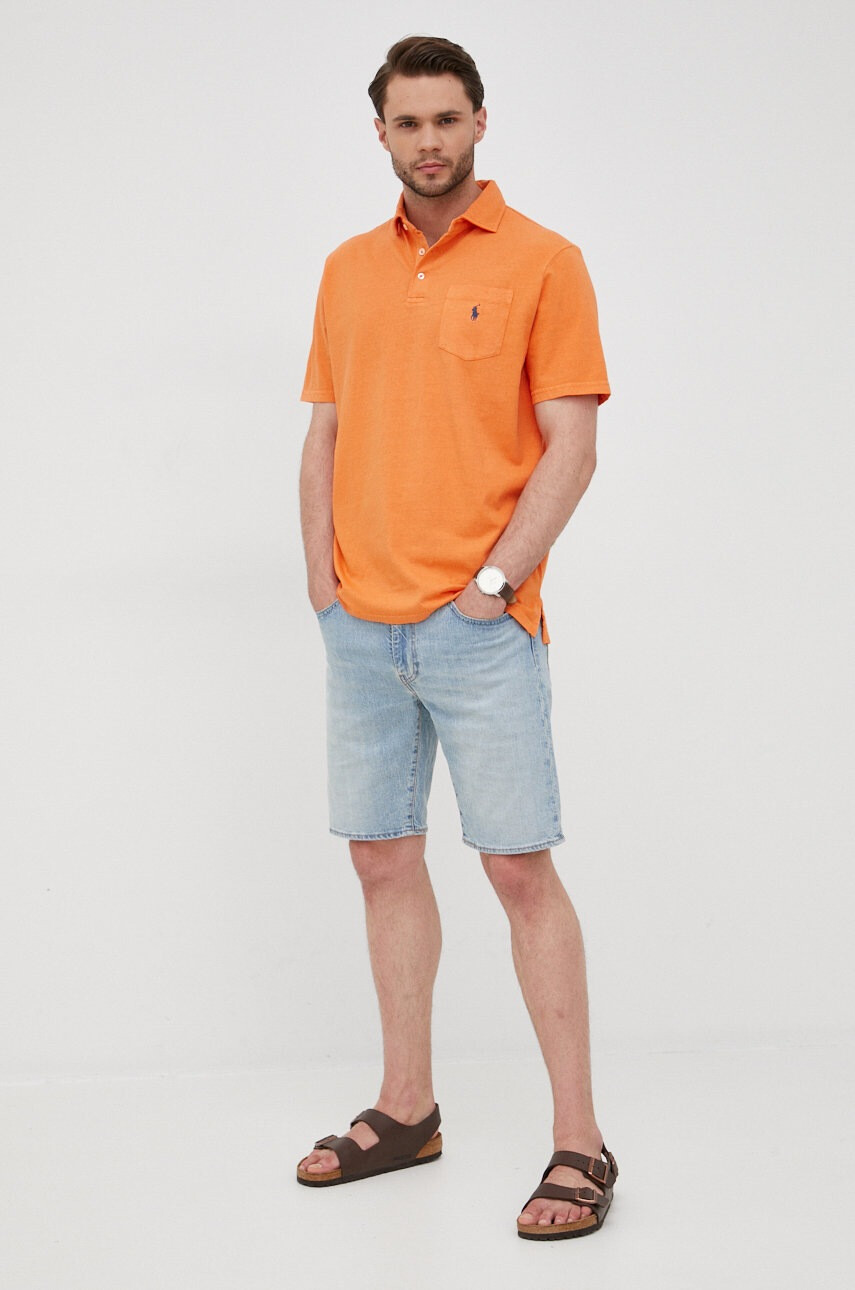 Polo Ralph Lauren Тениска с яка с лен - Pepit.bg