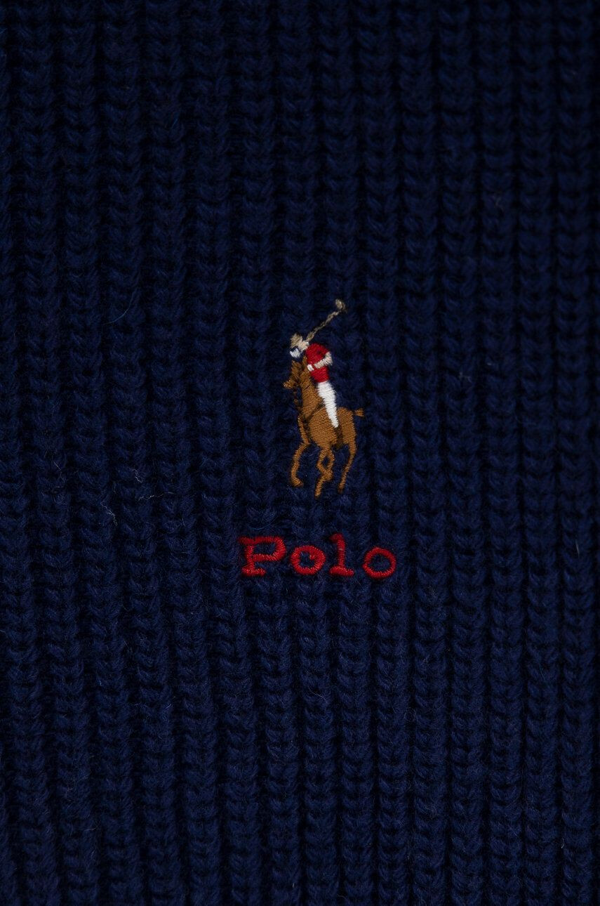 Polo Ralph Lauren Тънък шал с вълна в тъмносиньо с изчистен дизайн - Pepit.bg