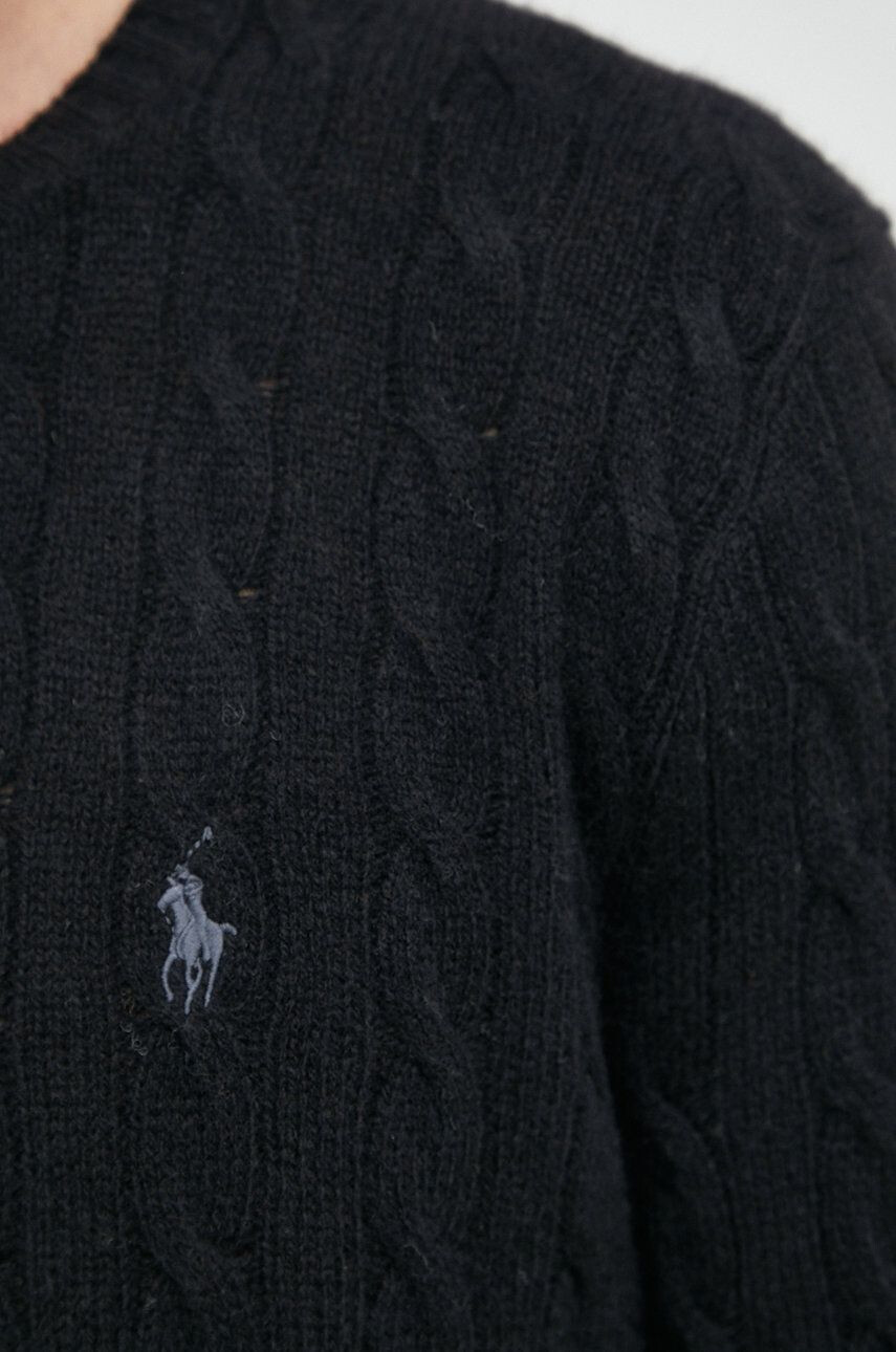 Polo Ralph Lauren Вълнен пуловер мъжки в черно от лека материя - Pepit.bg