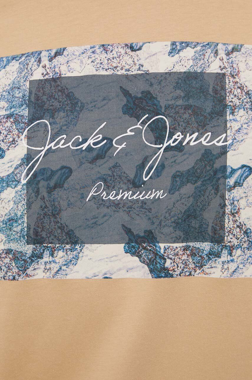 Premium by Jack&Jones Памучна тениска в бежово с принт - Pepit.bg