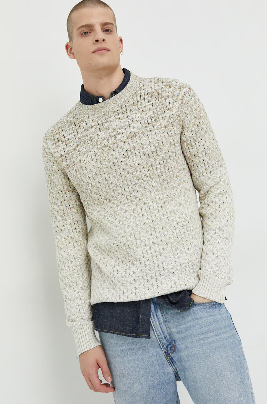 Premium by Jack&Jones Пуловер Steen мъжки в бежово - Pepit.bg
