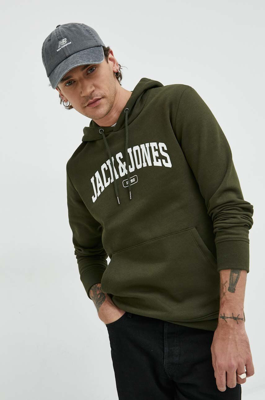 Premium by Jack&Jones Суичър в зелено с качулка с принт - Pepit.bg