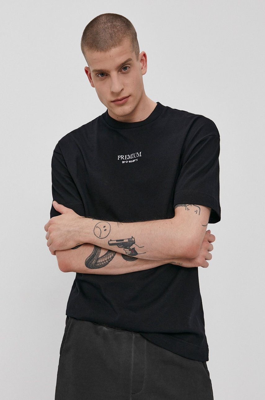 Premium by Jack&Jones Тениска мъжка в черно с принт - Pepit.bg