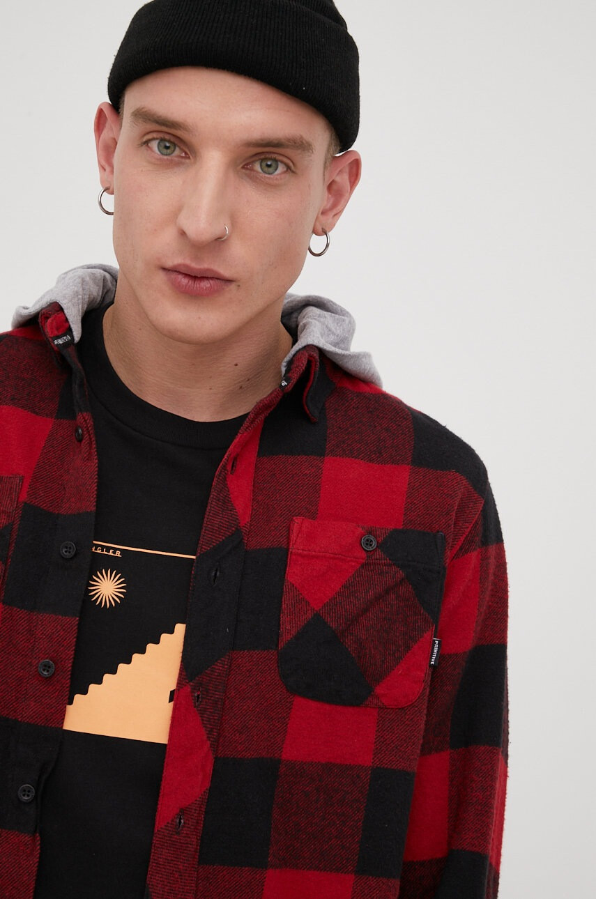 Primitive Памучна риза Cut N Sew мъжка в червено - Pepit.bg