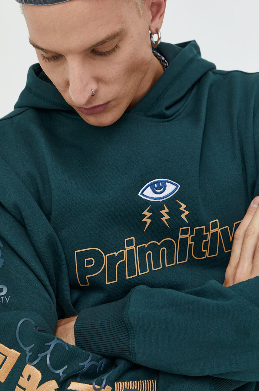 Primitive Суичър в зелено с качулка с апликация - Pepit.bg