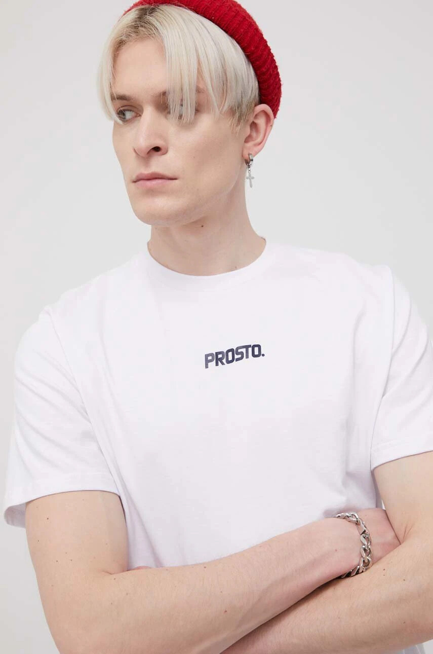 Prosto Памучна тениска Smallog в бяло с принт - Pepit.bg