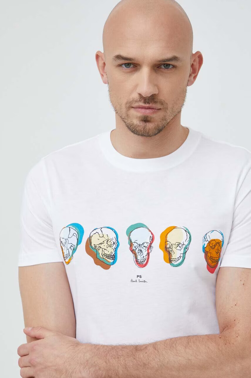 PS Paul Smith Памучна тениска в бяло с принт - Pepit.bg