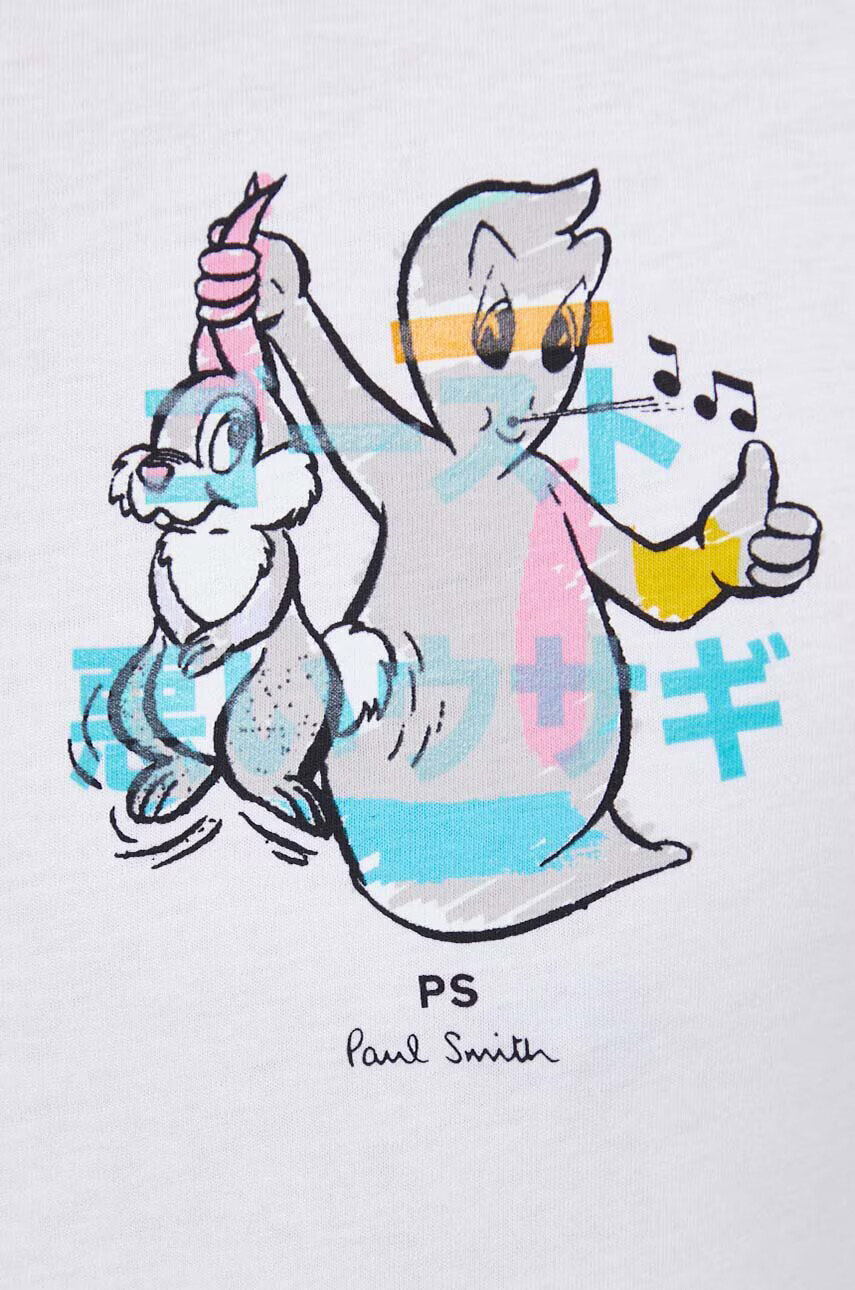 PS Paul Smith Памучна тениска в бяло с принт - Pepit.bg