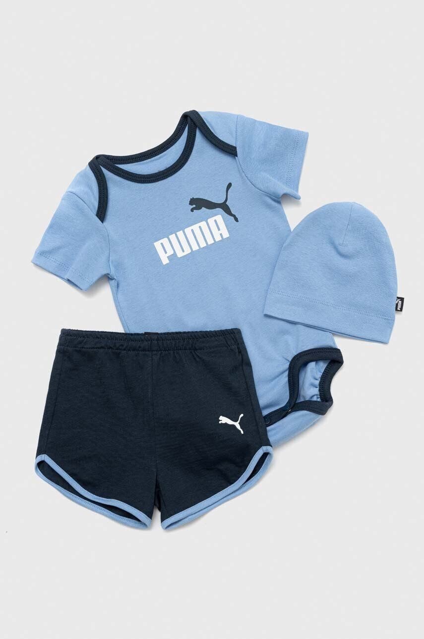 Puma Бебешки памучен комплект Minicats Beanie Newborn Set в синьо - Pepit.bg