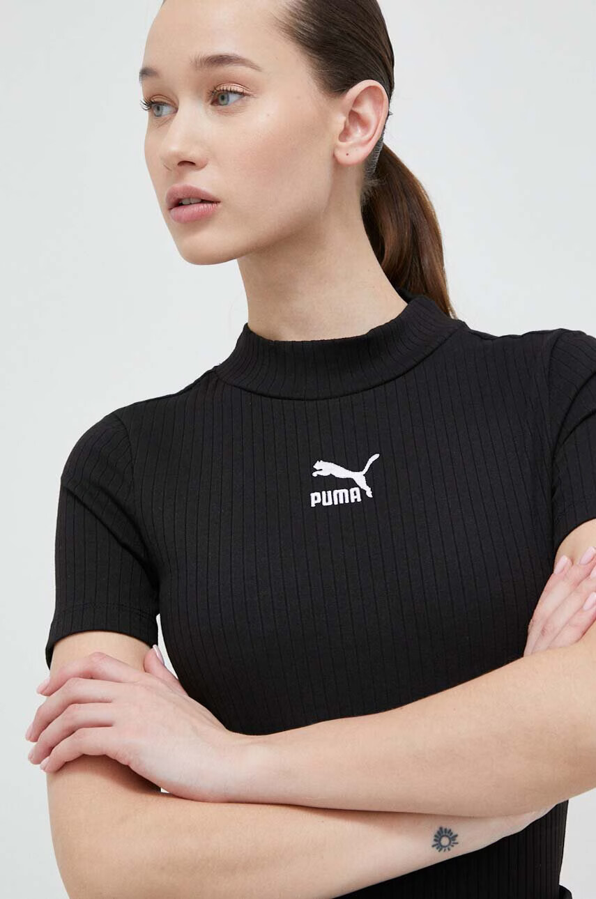 Puma Боди CLASSICS дамско в черно с ниско поло - Pepit.bg