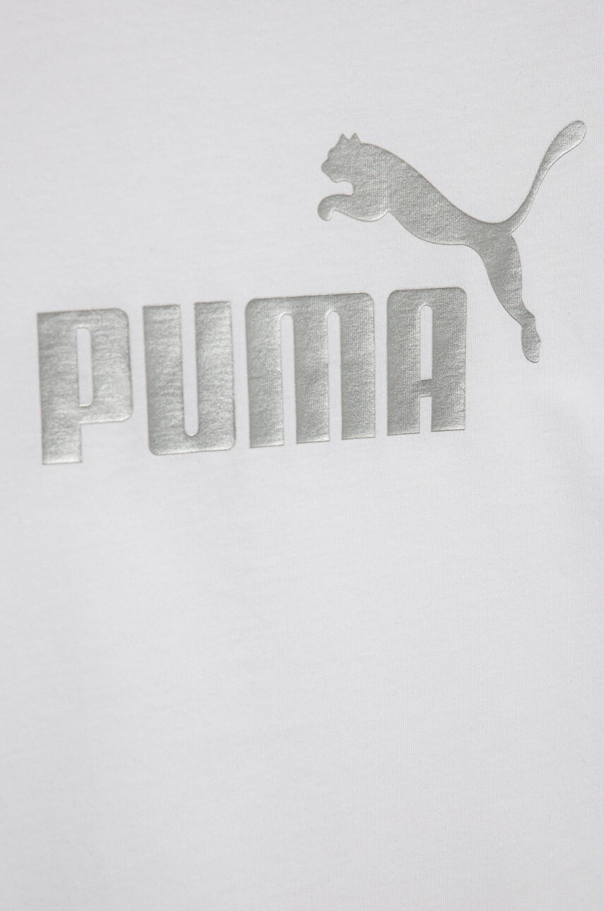 Puma Детска памучна тениска в бяло с принт - Pepit.bg