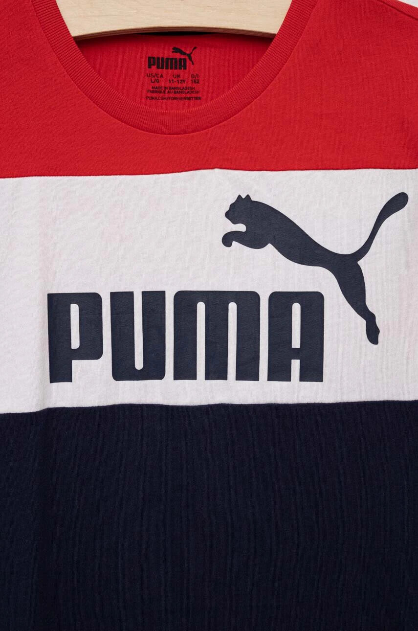Puma Детска памучна тениска в тъмносиньо с принт - Pepit.bg