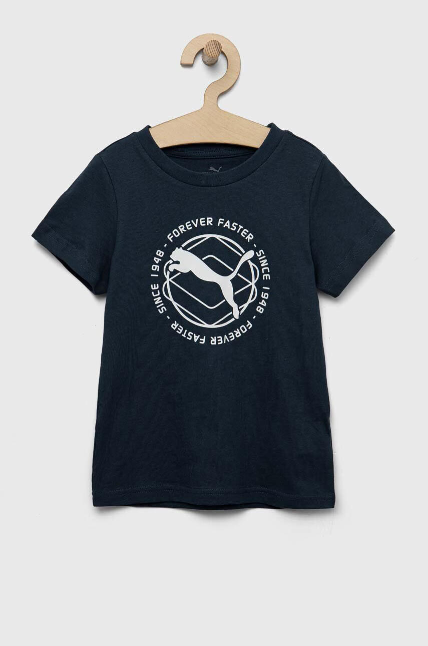 Puma Детска памучна тениска ACTIVE SPORTS Graphic Tee B в синьо с принт - Pepit.bg