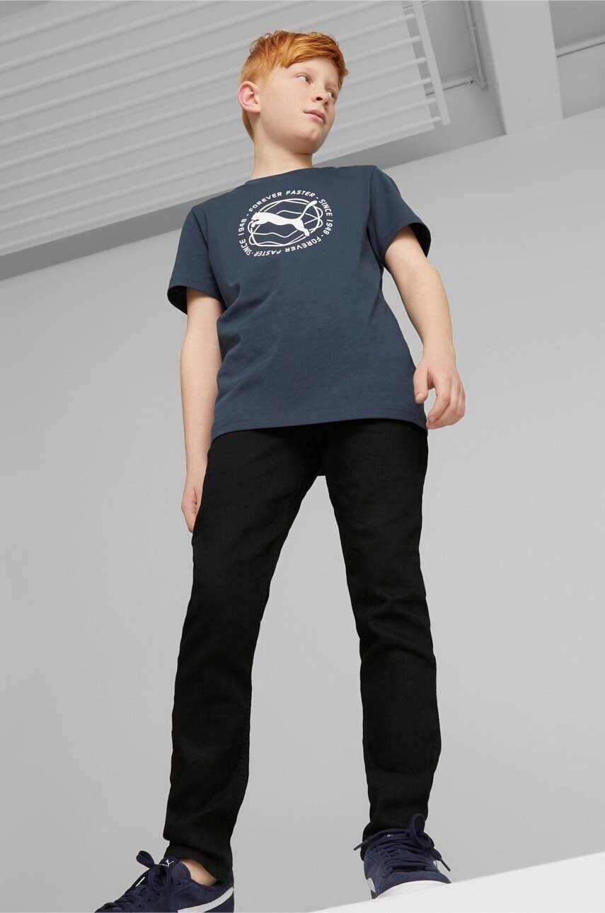 Puma Детска памучна тениска ACTIVE SPORTS Graphic Tee B в синьо с принт - Pepit.bg